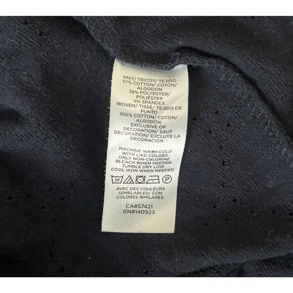 LOFT Navy Flutter-Sleeve Blouse Womens Size Petite L - Picture 5 of 9